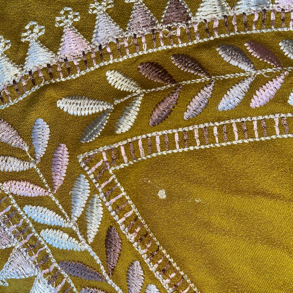 Free People Mustard Embroidered High Neck Racerback Tank 🌵xs - Picture 7 of 11